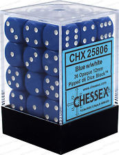 Chessex Opaque 36x 12mm Dice Blue with White